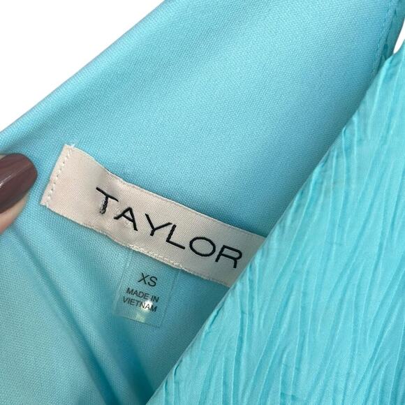 TAYLOR Women's Turquoise Cleopatra Side-Slit Pockets Maxi Dress Size XS - Picture 4 of 5